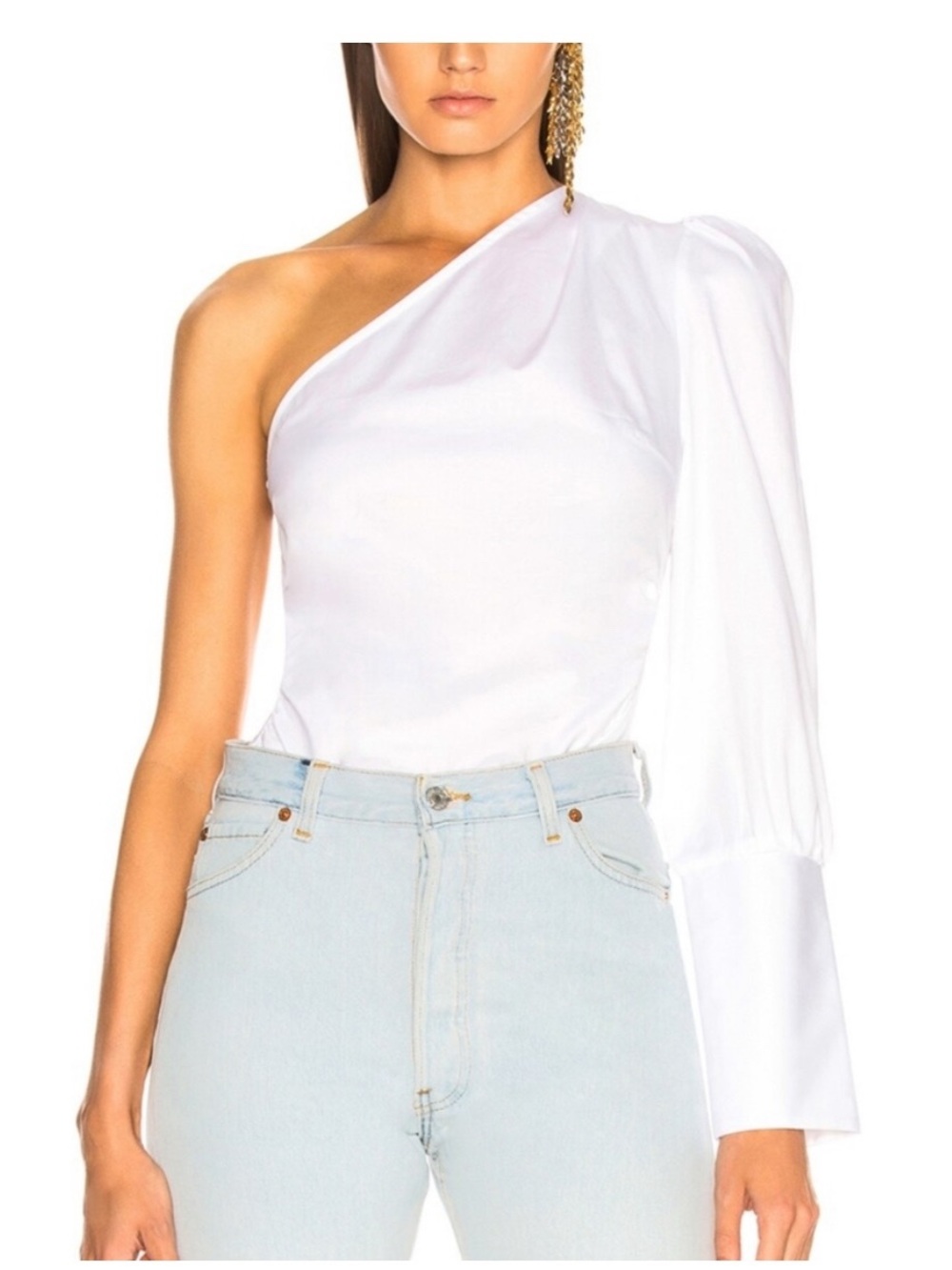 NWT Maggie Marilyn white one shoulder blouse
